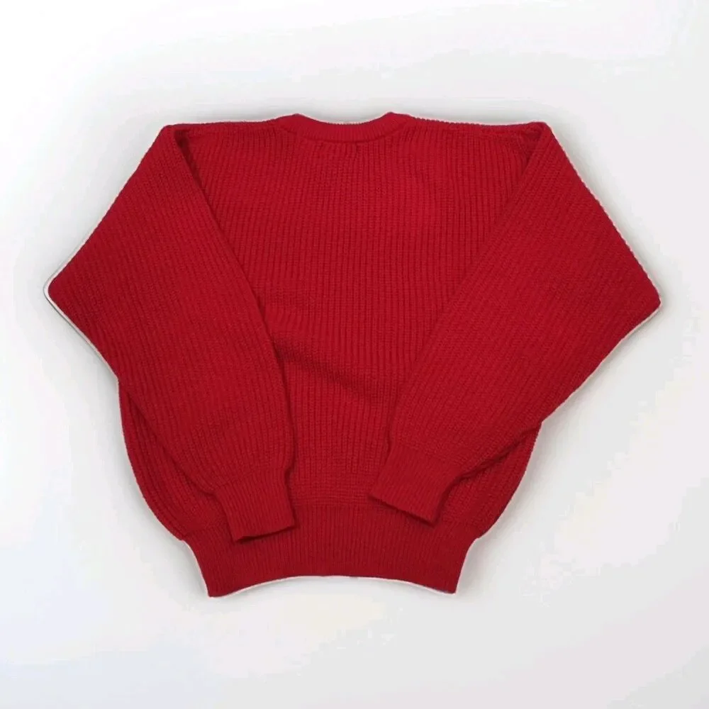 VTG High Sierra Mervyn's Pullover Sweater Size Md Red Heavy Cotton Crewneck EUC